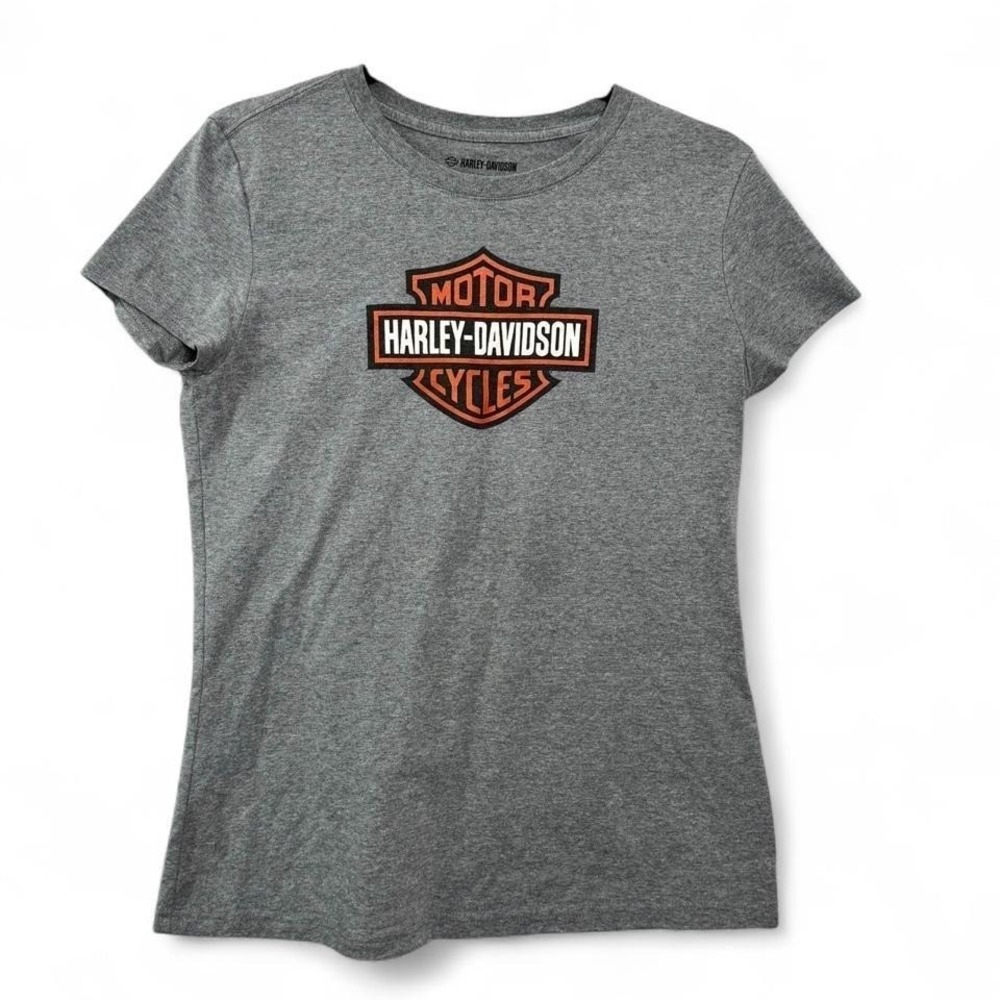 Harley Davidson Women's Logo Tee Gray Sz S Biker Streetwear Moto Casual Summer